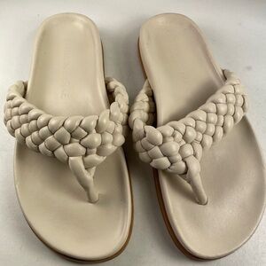 Marion Parke Carly Ivory Leather Braided Thong Sandals Size EU 38 $625